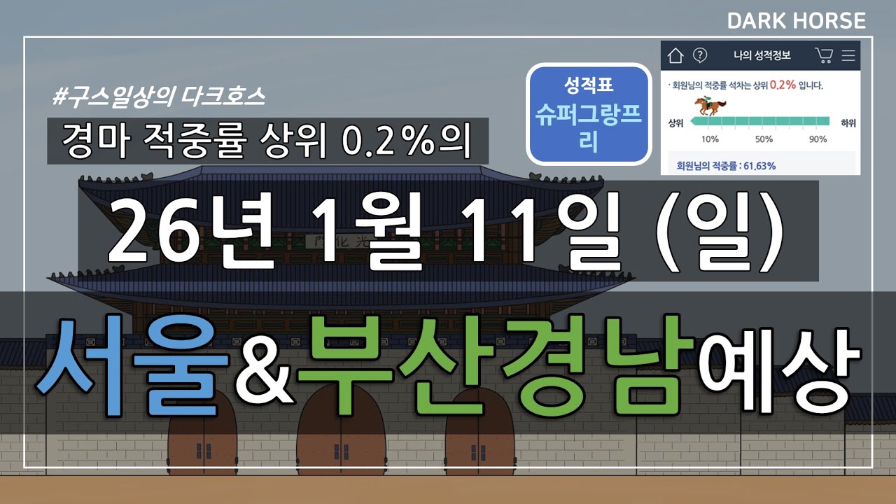 [구스일상 경마예상] 2026년 1월 11일 일요일 서울 부산경남 경마 예상
