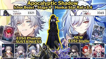 Apocalyptic Shadow Stage 4 E0S0 Phainon No Sustain and NEW E0S1 Jingliu | Honkai Star Rail v3.4
