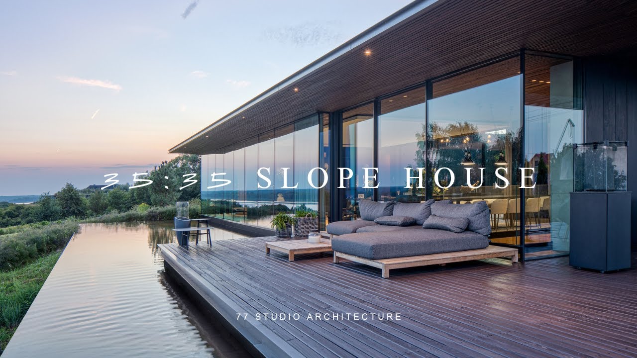 Modern House Design With A Large Glazing To The River, Striking Sloping ...