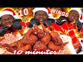 10 WINGS IN 10 MIN TAKEOVER!!!! | 10 2X SPICY DRENCHED WHOLE WINGS??? | MUKBANG EATING SHOW!!!