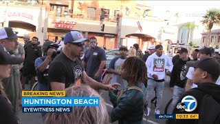 Chuck Liddell works to calm crowds at protests in Huntington Beach | ABC7