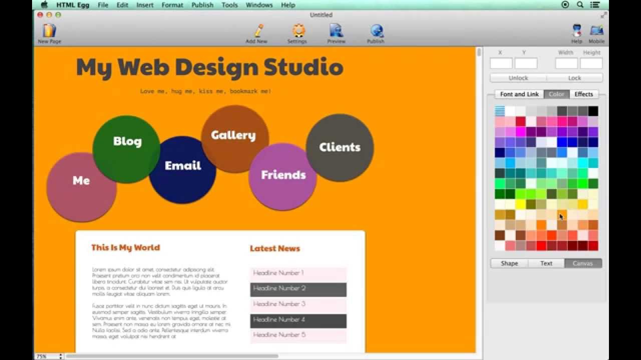 Change web page background colors using HTML Egg for Mac