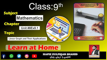Grade 9 | Math (Science Group) | Unit No 8 {Linear Graphs & Application} Ex 8.1 #hafizzulfiqarshahid