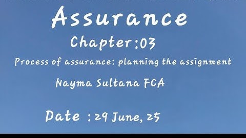 Assurance chapter 03 Process of assurance: planning the assignment, certificate level. Update class