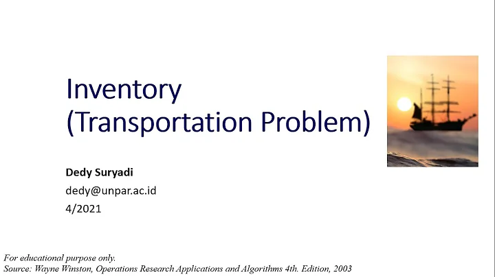 Week6.3 Inventory (Modeled as a Transportation Problem) - DayDayNews
