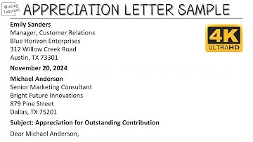 How To Write Appreciation Letter with Sample and Explanation | Writing Tutorials