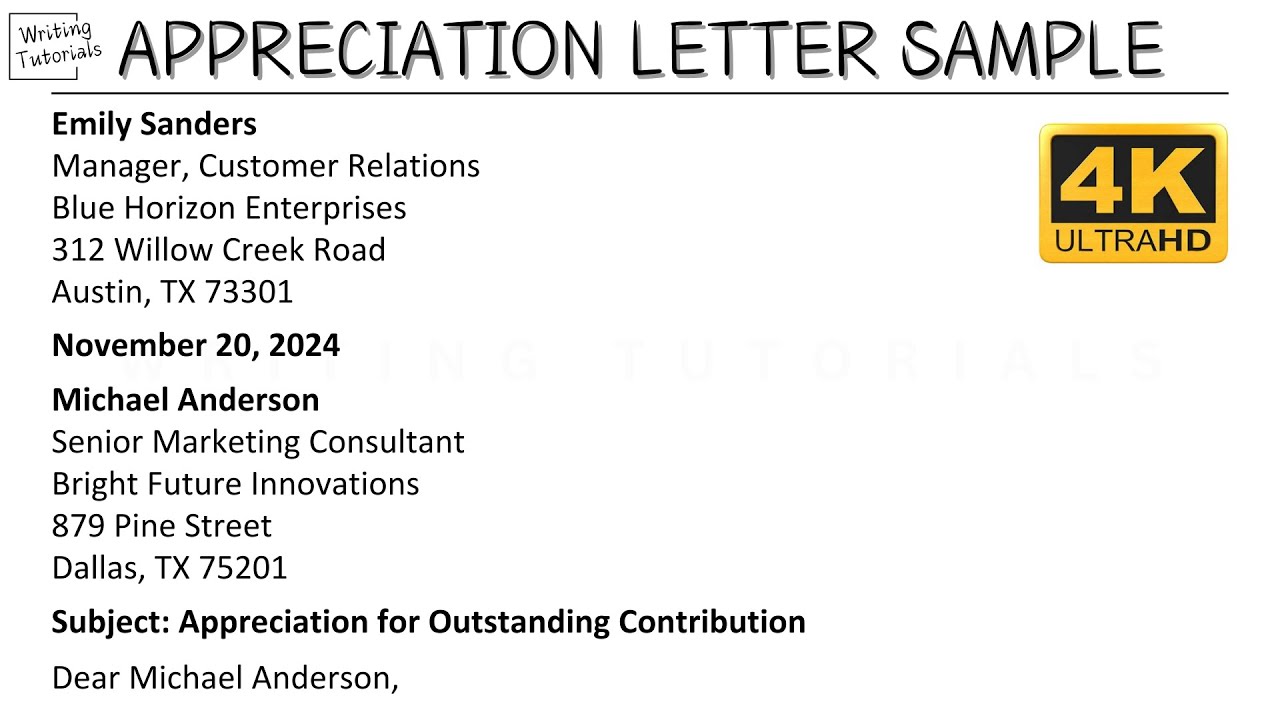 How To Write Appreciation Letter with Sample and Explanation | Writing ...