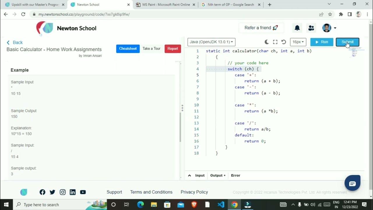 Basic Calculator program apps in Java Newton School #newtonschool # ...