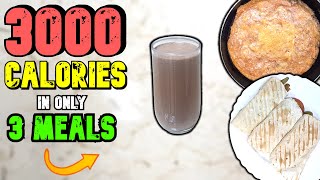 GAIN WEIGHT \& BUILD MUSCLE With This 3000 Calorie Meal Plan (Only 3 Meals)