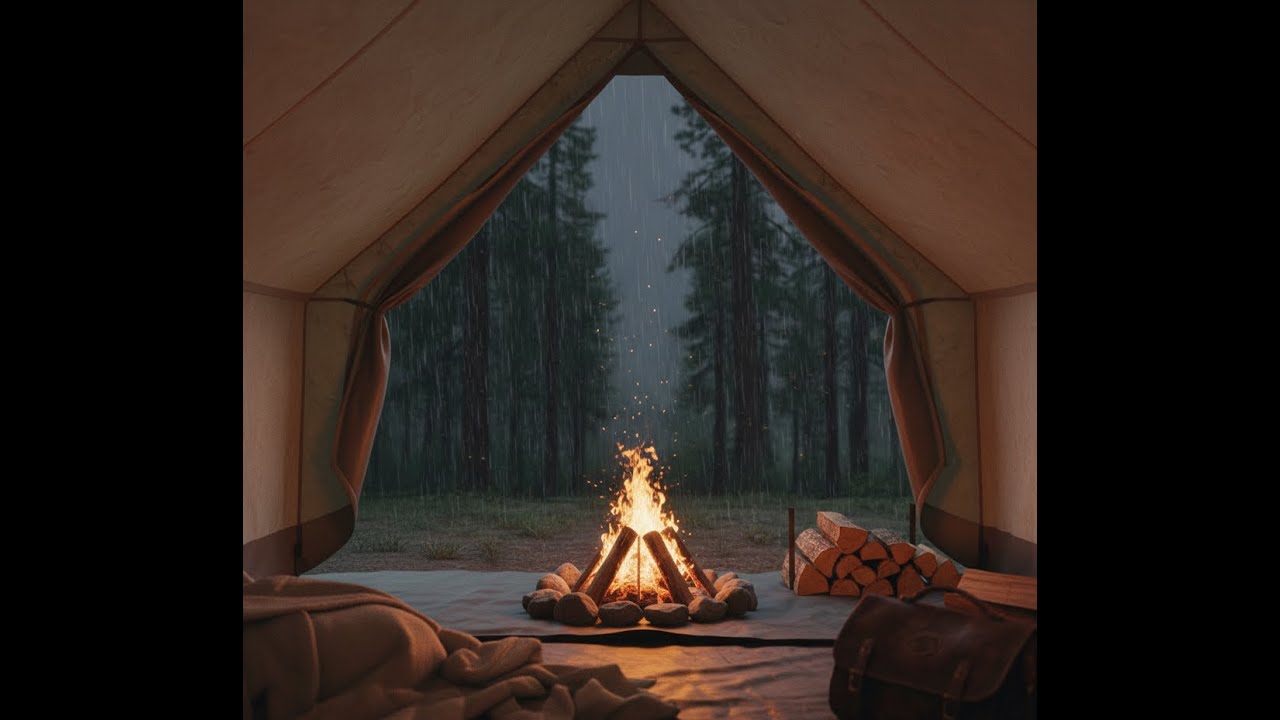 Campfire Sound & Wood Crackling, Camping Scene to Relax, Study & Sleep