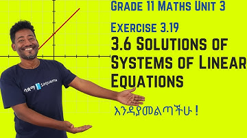 Grade 11 Maths unit 3:3.6 Solutions of Systems of Linear Equations  Exercise 3.19|Saquama