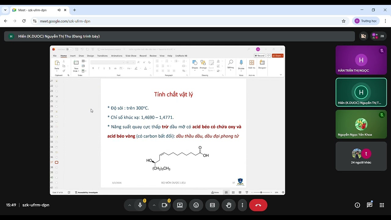 DƯỢC LIỆU 2 THỰC HÀNH - KIỂM NGHIỆM DƯỢC LIỆU CHỨA TINH DẦU- CÔ HIỀN