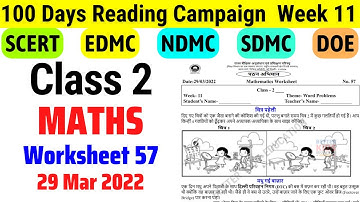 Class 2 Maths Worksheet 57 Week 11 | Class 2 Reading Campaign Week 11 (29/3/22) / Activity sheet 57