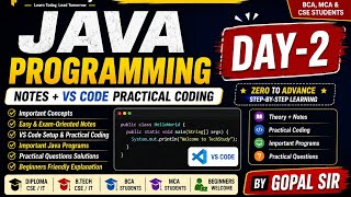 Java Programming Day-2  | Theory + Practical Questions | VS Code| Diploma B.Tech BCA  MCA