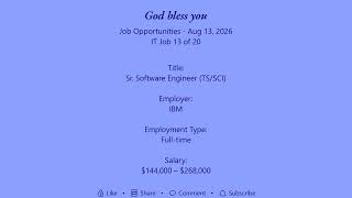 Daily IT Jobs Opportunities 2026-08-13