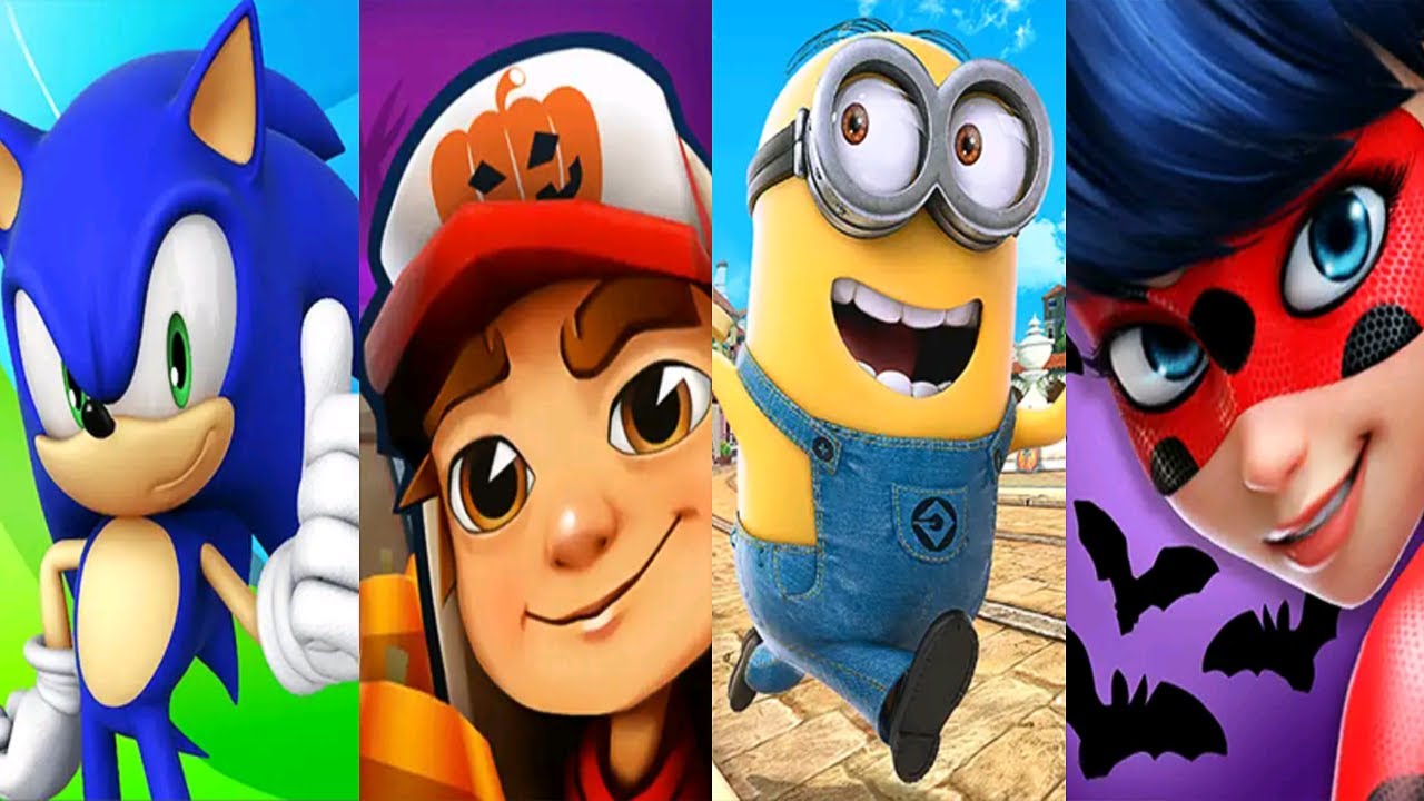 Sonic Dash vs Subway Surfers vs Minion Rush vs Miraculous Ladybug Gameplay