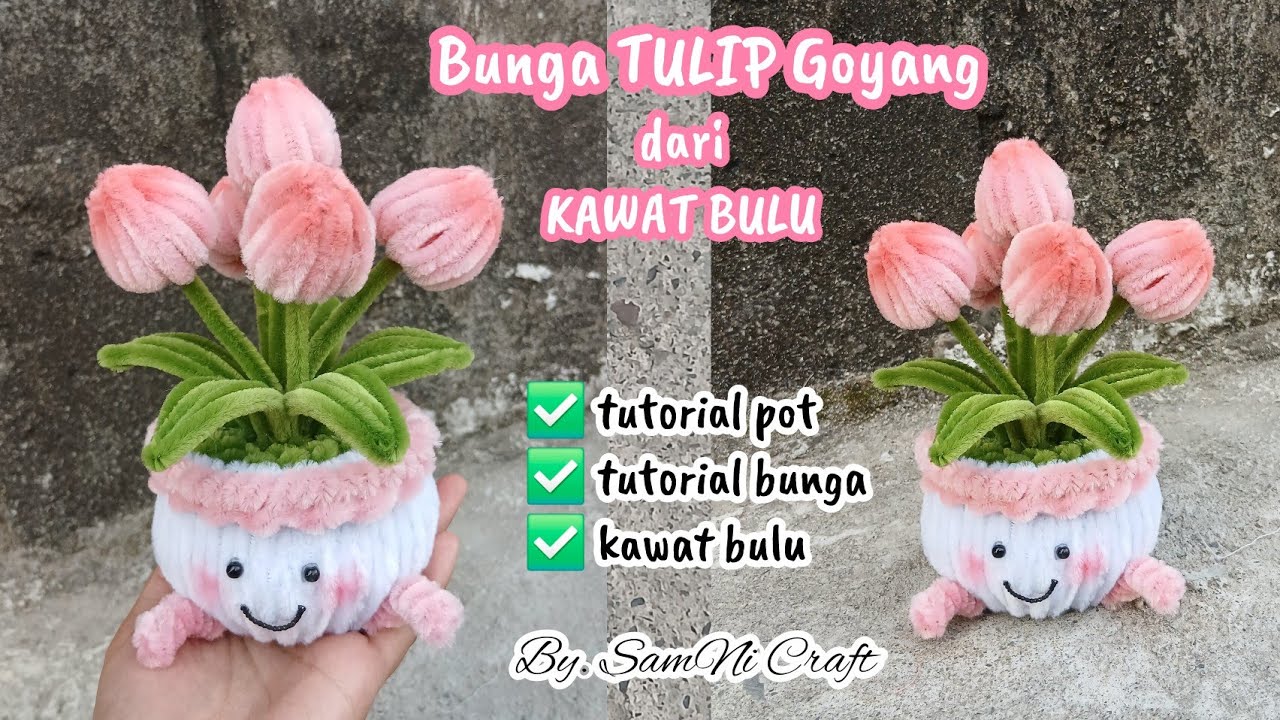 Tutorial Bunga Tulip Goyang dari KAWAT BULU | How to Make Flower with Pipe Cleaner