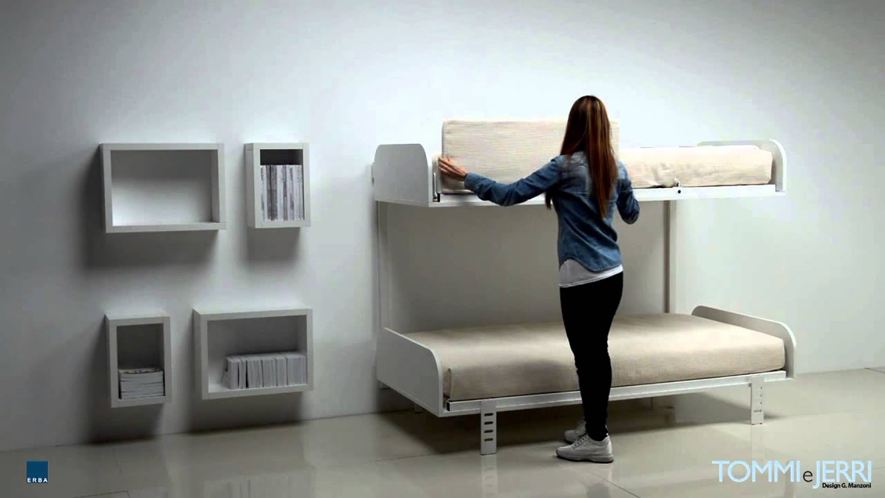 Letto a muro: letto mobile a scomparsa singolo con appendiabiti ...