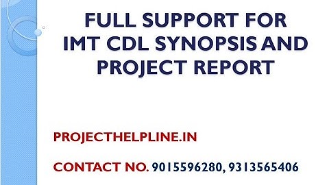 IMT CDL SYNOPSIS PROJECT FOR PGDM : For IMT Finance, HR, Business Analytics, Marketing, Operations