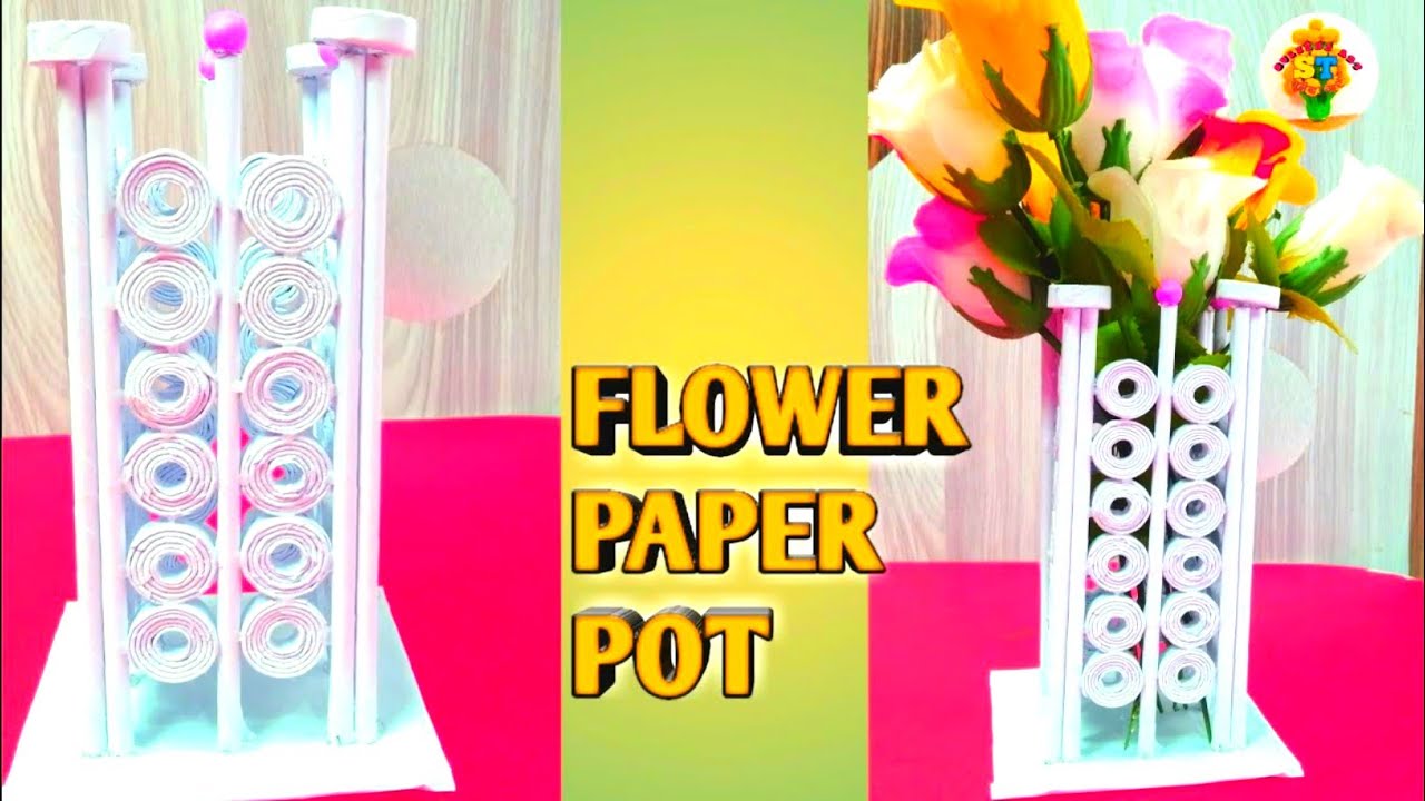 Diy Paper Flower Pot / Flower Pot / How to make paper flower pot / paper craft / pot / Sulekha