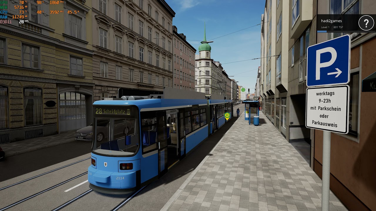 Line 28 to Scheidplatz - TramSim Munich (1440p)