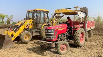 Jcb 3dx Backhoe With Mahindra YUVO 475 Di Going To Making Pond | Jcb Mud Loading Tractor |