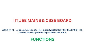 Let f:R-{0}→(−∞,1) be a polynomial of degree 2, satisfying f(x)f(1/x)=f(x)+f(1/x) if f(K)= -2K then_