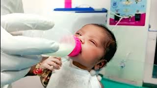 Hungry Baby Crying For Bottle - Full Feeding And Cuddles