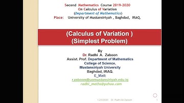 Dr Radhi A  Zaboon  simplest problem of calculus  of variation