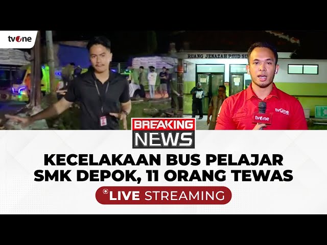 [BREAKING NEWS] Kondisi Terkini Kecelakaan Bus Rombongan Siswa SMK Depok | tvOne class=