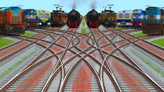 X Trains Crossing By 🔷️ Curves Branched Tracks | Indian railways train Coupling wdg4 diesel engine screenshot 4