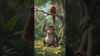 The Greedy Monkey and the Clever Parrot 🐵🦜 | Funny Animal Story #shorts