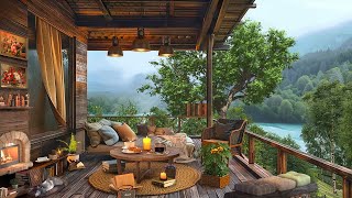 Relaxing Piano Jazz Music for Work, Study 🌿 Cozy Summer Porch on Mountain Ambience in the Morning