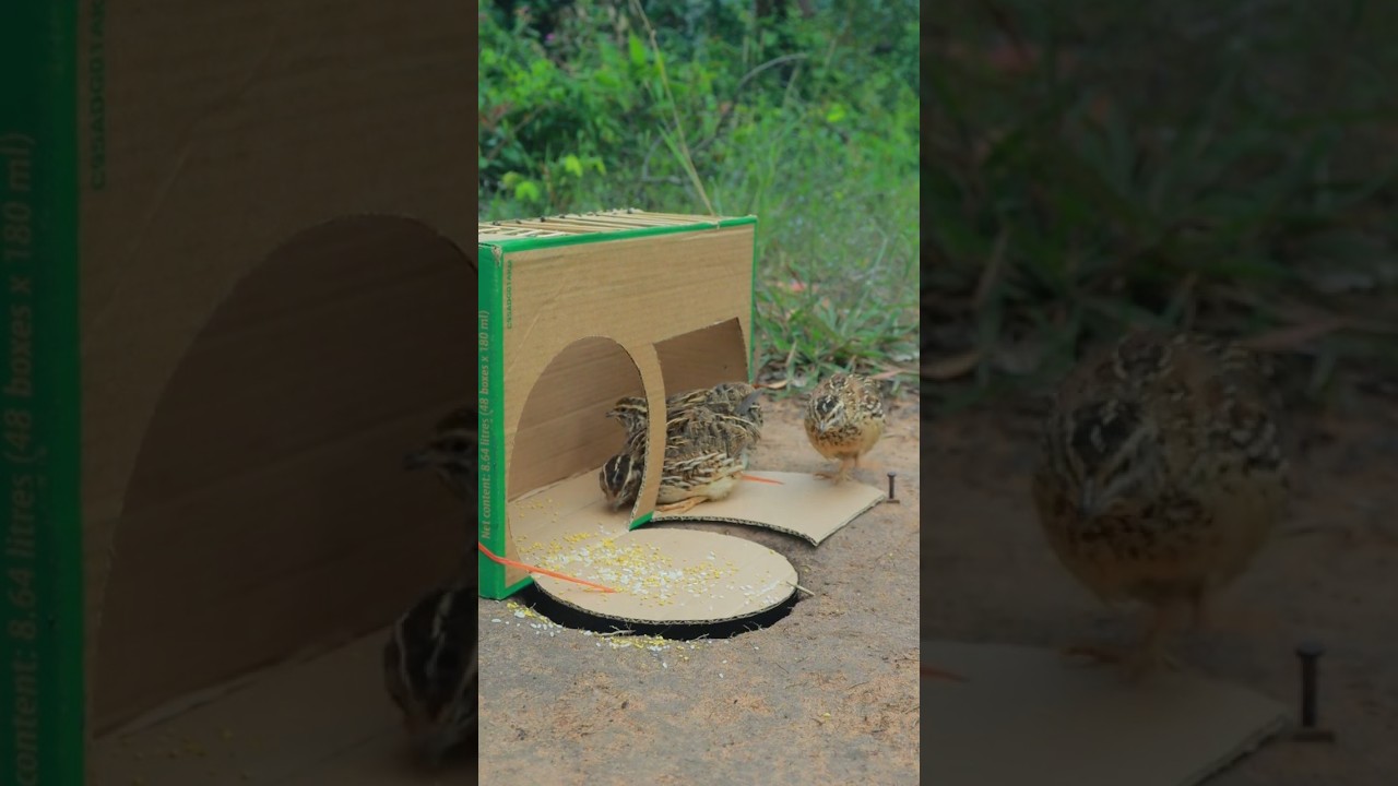 Really The Best Outdoors Quail Trap Idea Using Cardboard Box #Outdoors #survival #skills #camping