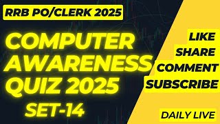 ✅️📍Computer Awarness Quiz 2025 Set - 14 | #rrbpo #rrbclerk #rrb #computerawarness | @studytime2631