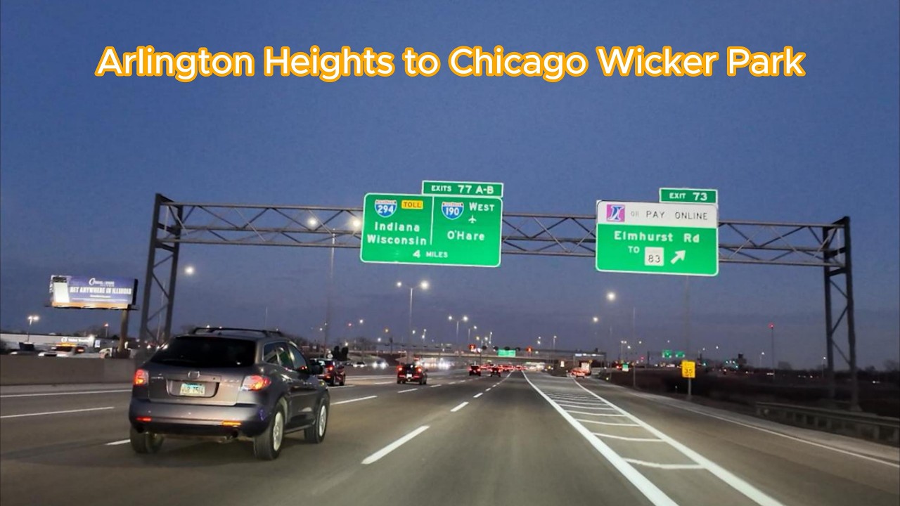 Driving from Arlington Heights IL to Chicago Bucktown via I-90 Expressway