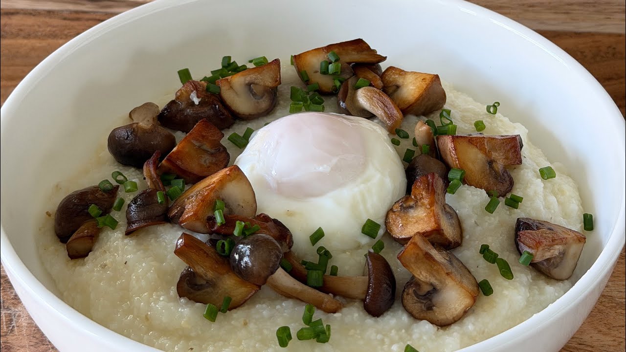 Creamy Grits with Mushrooms & the Perfect Poached Egg