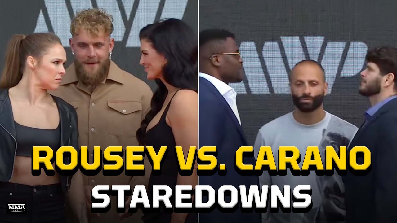 Rousey vs. Carano Staredowns | Ronda Rousey vs. Gina Carano | Ngannou vs. Lins | MMA Fighting