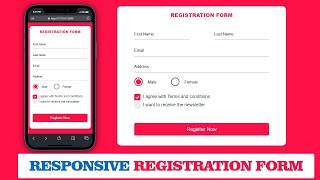 Responsive Registration Form Design Using HTML & CSS || How To Make Responsive Registration Form