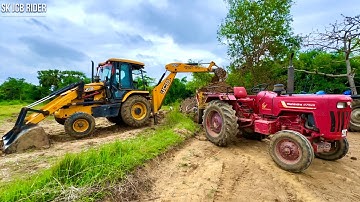 Jcb 3dx Backhoe Loader Machine Loading Red Mud In Mahindra 475 Di Tractor | Jcb Tractor | Jcb Video