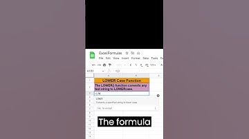 #shorts I How to convert all the text string in LOWER case I #function #functions #formulas #excel