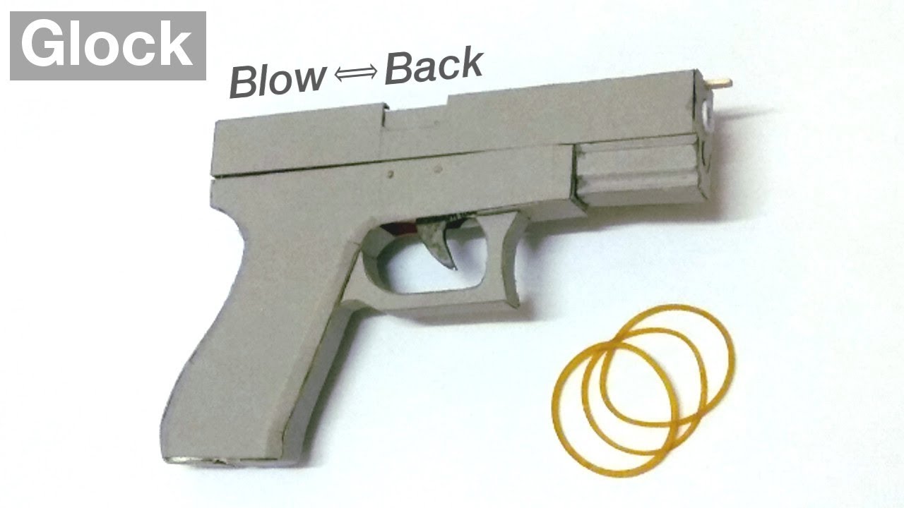 BlowBack Rubber Band Gun (Cardboard Glock)- [ Simple Mechanism