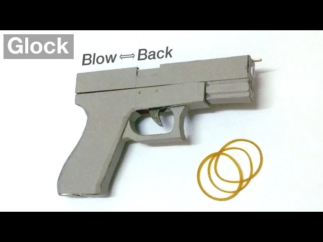 BlowBack Rubber Band Gun (Cardboard Glock)- [ Simple Mechanism