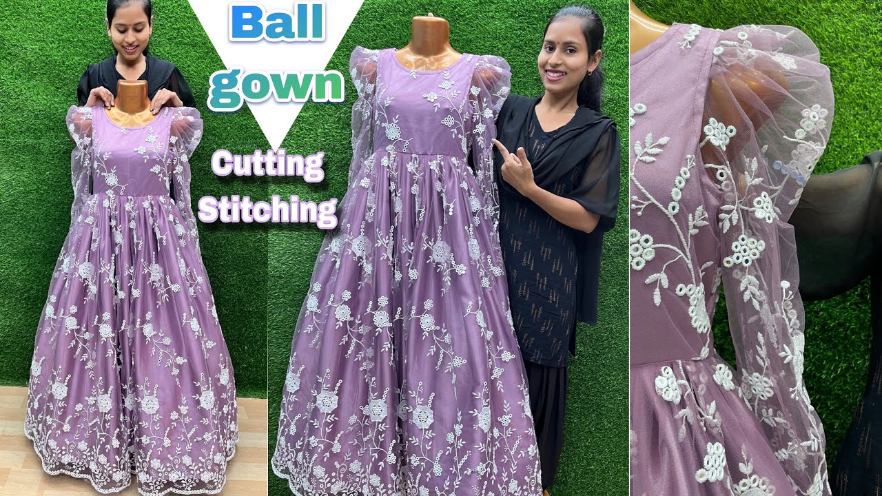 डिज़ाइनर गाउन बनाने का सबसे आसान तरीका || Designer Gown Stitching in Hindi  | Girls frock design, Bridal blouse designs, Baby gowns girl