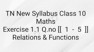 TN New Syllabus Class10 MathsExercise 1.1 Q.no.1 - 5 Relations & FunctionsChapter1 #10th #10thmaths