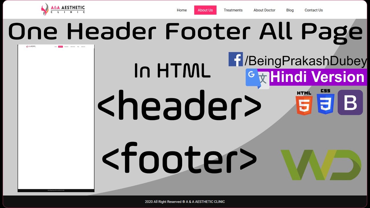 Same Header Footer In All Page site Design BeingPrakashDubey YouTube