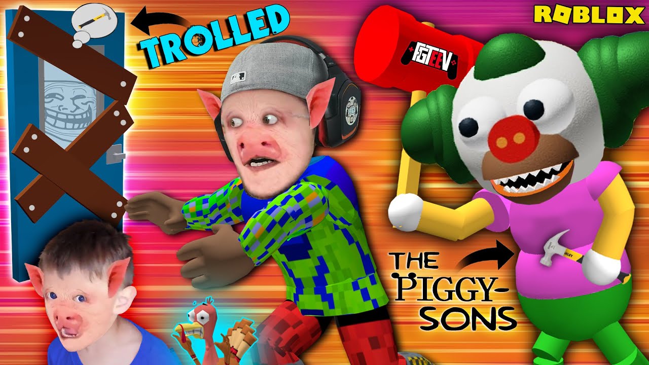 Roblox Piggy Sons Troll Krusty The Clown My School Fgteev Simpsons Escape Game Youtube - roblox fgteev merch piggy