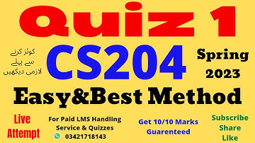 CS204 QUIZ 1 SOLUTION SPRING 2023 100% CORRECT ANSWERS