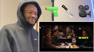 An idiot trying to explain Inglorious Basterds to another idiot for other idiots entertainment