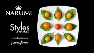 【NARUMI】Styles × j_uri_farm　器と菜園 トマト＆バジルーStyles（スタイルズ）プレートを使って家庭菜園で採れた植物を作品にしている[ j_uri_farm ]とコラボ